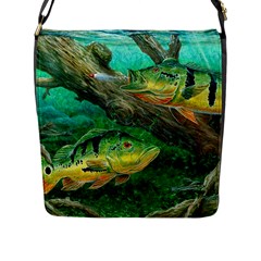 Peacock Bass Fishing Flap Closure Messenger Bag (l) by Sarkoni
