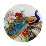 Birds Peacock Artistic Colorful Flower Painting Ornament (Round)