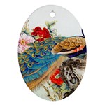 Birds Peacock Artistic Colorful Flower Painting Ornament (Oval)