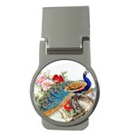 Birds Peacock Artistic Colorful Flower Painting Money Clips (Round) 