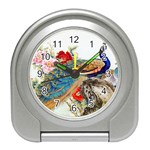 Birds Peacock Artistic Colorful Flower Painting Travel Alarm Clock