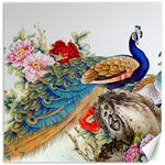 Birds Peacock Artistic Colorful Flower Painting Canvas 12  x 12 