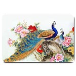 Birds Peacock Artistic Colorful Flower Painting Large Doormat