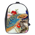 Birds Peacock Artistic Colorful Flower Painting School Bag (Large)