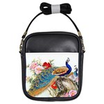 Birds Peacock Artistic Colorful Flower Painting Girls Sling Bag