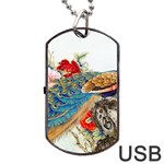 Birds Peacock Artistic Colorful Flower Painting Dog Tag USB Flash (One Side)