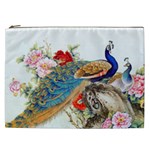 Birds Peacock Artistic Colorful Flower Painting Cosmetic Bag (XXL)