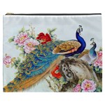 Birds Peacock Artistic Colorful Flower Painting Cosmetic Bag (XXXL)