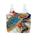 Birds Peacock Artistic Colorful Flower Painting Full Print Recycle Bag (M)