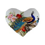 Birds Peacock Artistic Colorful Flower Painting Standard 16  Premium Flano Heart Shape Cushions