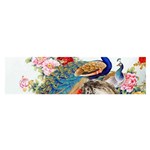 Birds Peacock Artistic Colorful Flower Painting Oblong Satin Scarf (16  x 60 )