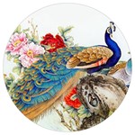 Birds Peacock Artistic Colorful Flower Painting Round Trivet