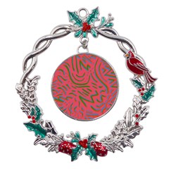 Pattern Saying Wavy Metal X mas Wreath Holly Leaf Ornament by Ndabl3x