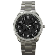 Diagonal Square Black Background Sport Metal Watch by Apen