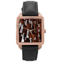 Abstract Architecture Building Business Rose Gold Leather Watch  by Amaryn4rt