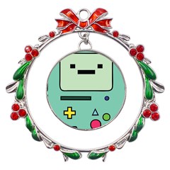 Adventure Time Beemo Bmo Illustration Cartoons Metal X mas Wreath Ribbon Ornament by Sarkoni