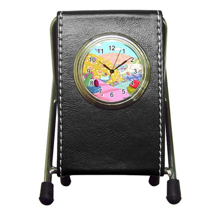 Pillows And Vegetable Field Illustration Adventure Time Cartoon Pen Holder Desk Clock