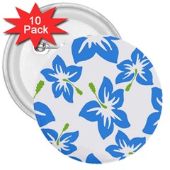 Hibiscus Wallpaper Flowers Floral 3  Buttons (10 Pack)  by Pakjumat