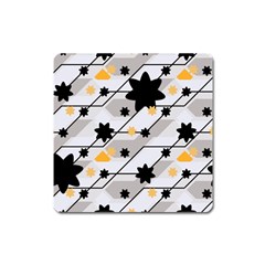 Flower Shape Abstract Pattern Square Magnet by Modalart