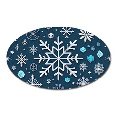 Snowflakes Pattern Oval Magnet