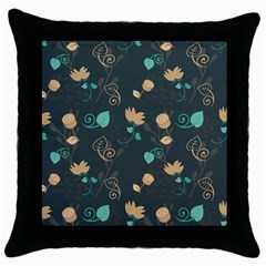 Flower Leaves Pattern Seamless Throw Pillow Case (black)