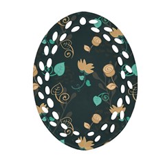 Flower Leaves Pattern Seamless Oval Filigree Ornament (two Sides)