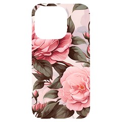 Rose Flower Seamless Iphone 14 Pro Black Uv Print Case