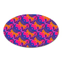 Purple Blue Abstract Pattern Oval Magnet