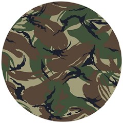 Camouflage Pattern Fabric Wooden Puzzle Round