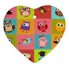 Owls Pattern Abstract Art Desenho Vector Cartoon Ornament (heart) by Bedest