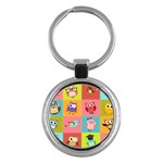 Owls Pattern Abstract Art Desenho Vector Cartoon Key Chain (Round)