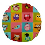 Owls Pattern Abstract Art Desenho Vector Cartoon Large 18  Premium Flano Round Cushions
