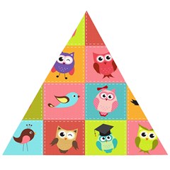 Owls Pattern Abstract Art Desenho Vector Cartoon Wooden Puzzle Triangle by Bedest