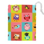 Owls Pattern Abstract Art Desenho Vector Cartoon Drawstring Pouch (4XL)