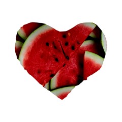 Watermelon Fruit Green Red Standard 16  Premium Heart Shape Cushions by Bedest