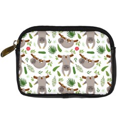 Seamless Pattern With Cute Sloths Digital Camera Leather Case by Ndabl3x