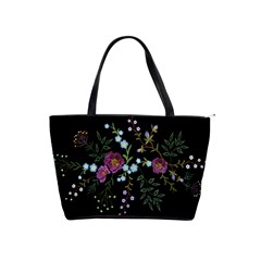 Embroidery Trend Floral Pattern Small Branches Herb Rose Classic Shoulder Handbag by Ndabl3x