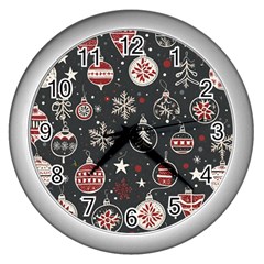 Christmas Decoration Winter Xmas Wall Clock (silver)