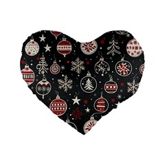 Christmas Decoration Winter Xmas Standard 16  Premium Flano Heart Shape Cushions