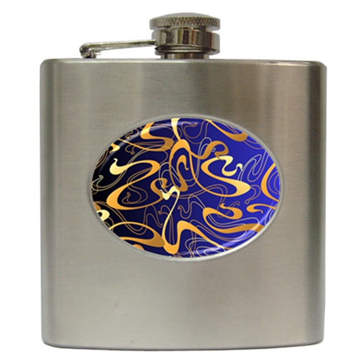 Squiggly Lines Blue Ombre Hip Flask (6 oz)