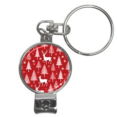 Christmas Tree Deer Pattern Red Nail Clippers Key Chain by Ravend