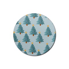 Christmas Trees Time Rubber Coaster (round)