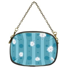 Gardenia Flowers White Blue Chain Purse (one Side)