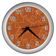 Autumn Leaves Repeat Pattern Wall Clock (silver)
