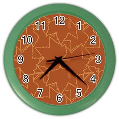 Autumn Leaves Repeat Pattern Color Wall Clock