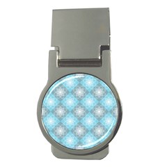 White Light Blue Gray Tile Money Clips (round) 