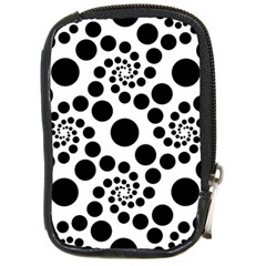 Dot Dots Round Black And White Compact Camera Leather Case by Ravend