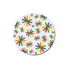 Celebrate Pattern Colorful Design Rubber Round Coaster (4 Pack)