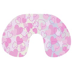 Valentine Background Hearts Bokeh Travel Neck Pillow by Ravend