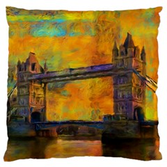 London Tower Abstract Bridge Standard Premium Plush Fleece Cushion Case (one Side)